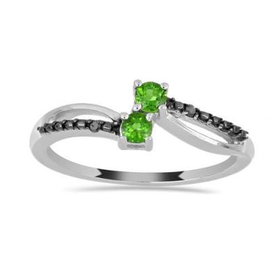 BUY 925 SILVER NATURAL CHROME DIOPSITE GEMSTONE STYLISH RING